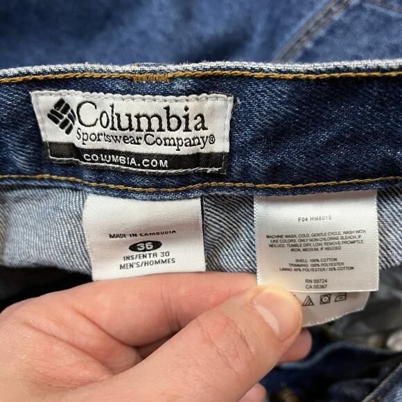 Mens Columbia Blue Jeans Canvas Double Knee 36 Tag 34/35x30 Measurement Workwear - Picture 8 of 8